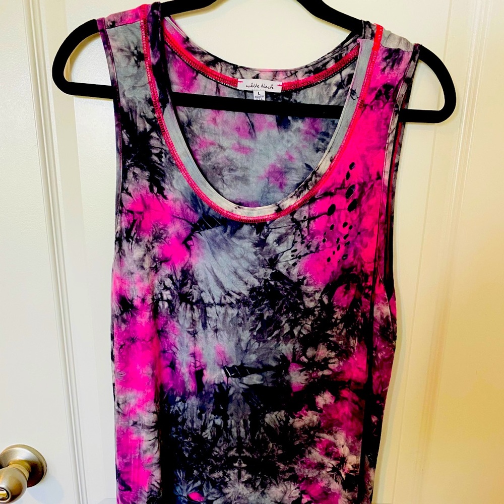 White Birch tye dye tank with distressing